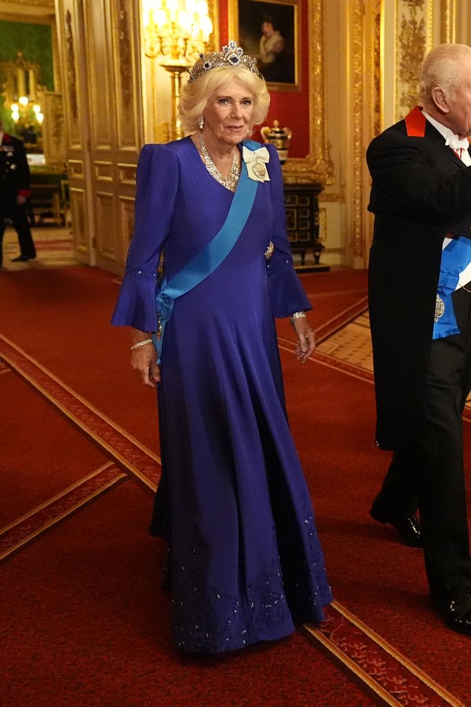 Queen Camilla wore the royal heirloom to the State Banquet on Wednesday
