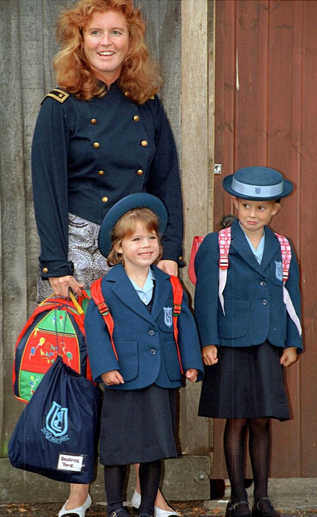  Princess Eugenie and beatrice as kids in school uniform with sarah ferguson