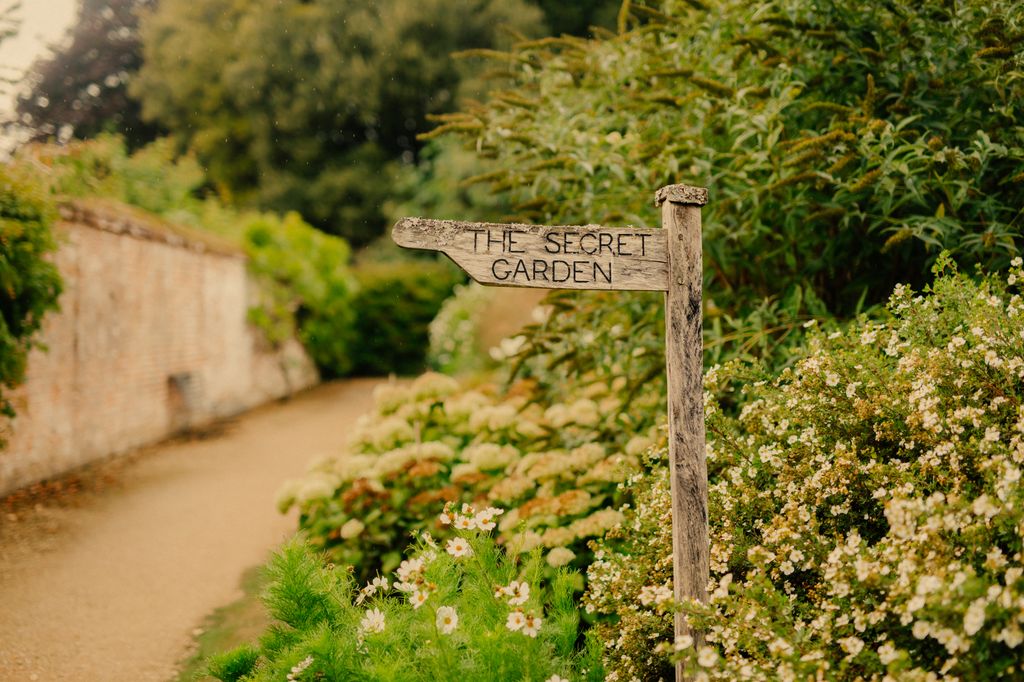 A sign in the Monk Garden at Highclere Castle, Highclere, Newbury, Hampshire, United Kingdom. 29th August 2025