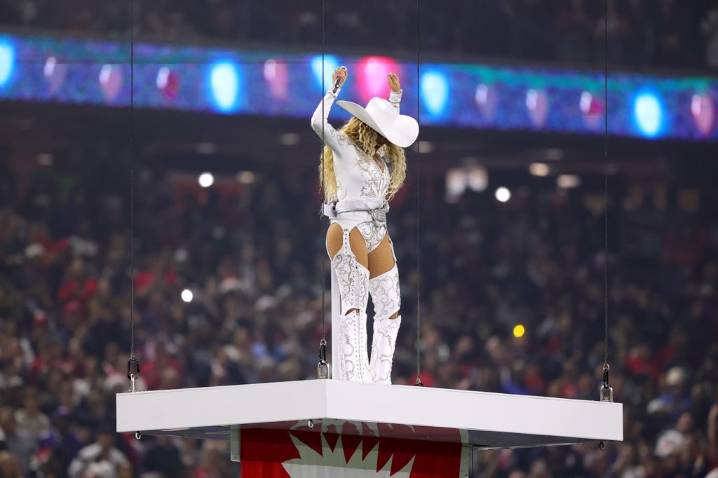 Beyoné performs during the halftime show for the game between the Baltimore Ravens and the Houston Texans at NRG Stadium on December 25, 2024 in Houston, Texas