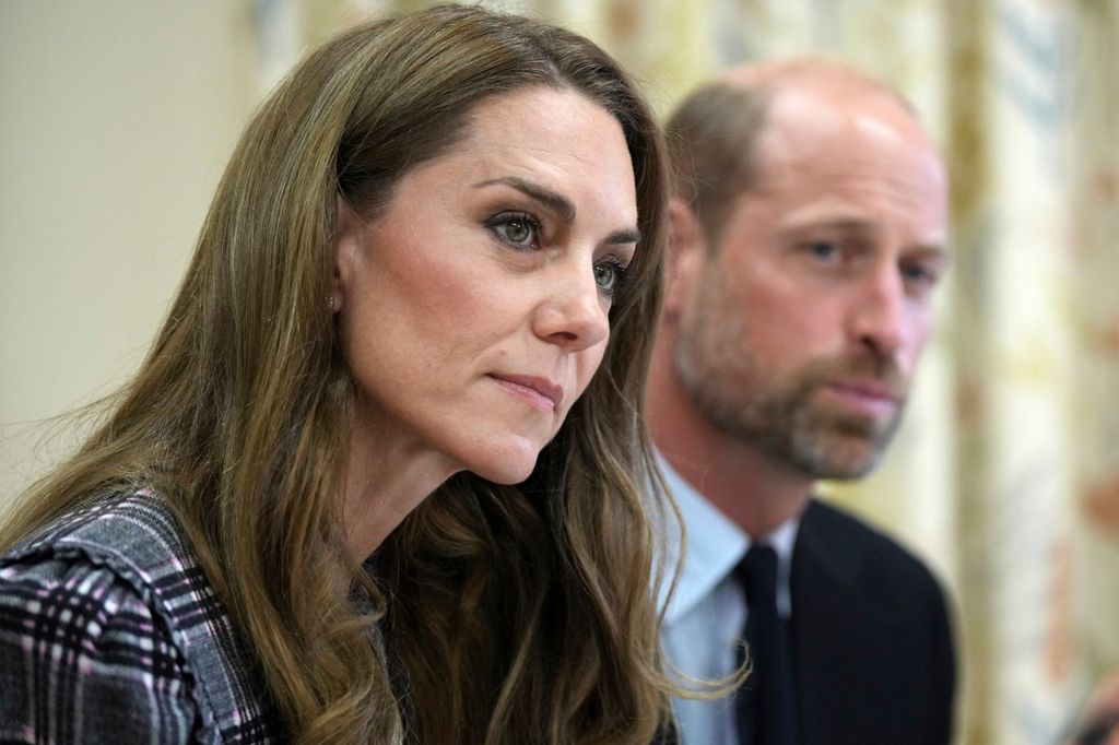 Britain's Catherine, Princess of Wales and Britain's Prince William, Prince of Wales visit the National Federation of Women's Institute (WI) in Sunningdale, west of London on September 8, 2025, to commemorate the three-year anniversary of the death of William's late grandmother Queen Elizabeth II. The Prince will meet with members from Sunningdale WI there and across Berkshire to hear about the work of the WI and how it gives opportunities for women to socialise, learn new skills and engage in community projects. (Photo by Alastair Grant / POOL / AFP) (Photo by ALASTAIR GRANT/POOL/AFP via Getty Images)          