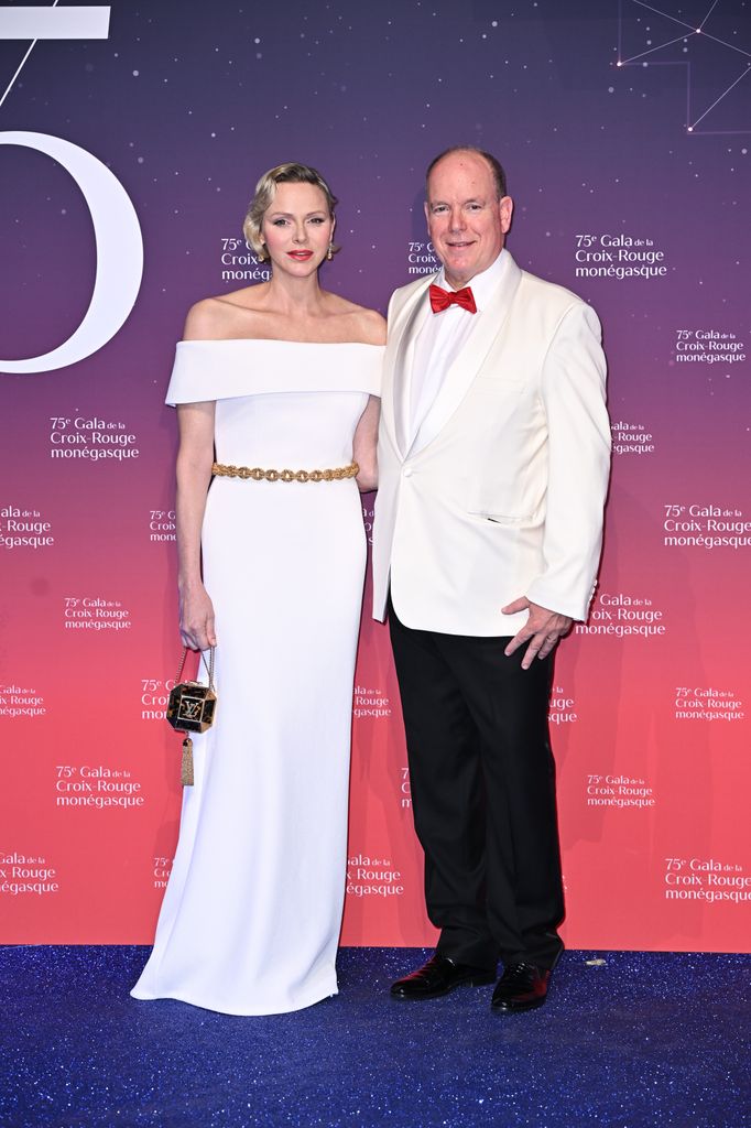 Princess Charlene of Monaco and Prince Albert II of Monaco in white evening looks