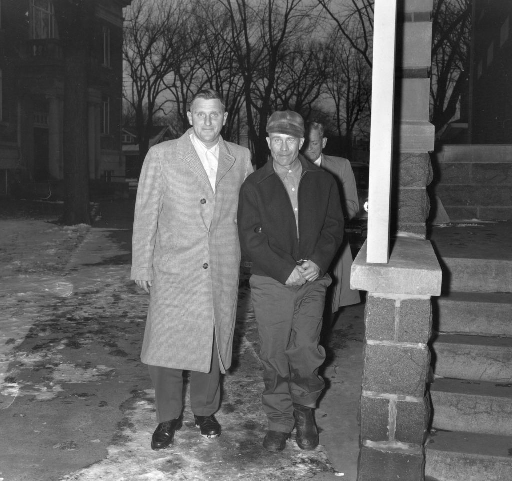 Ed Gein with his attorney William Belter