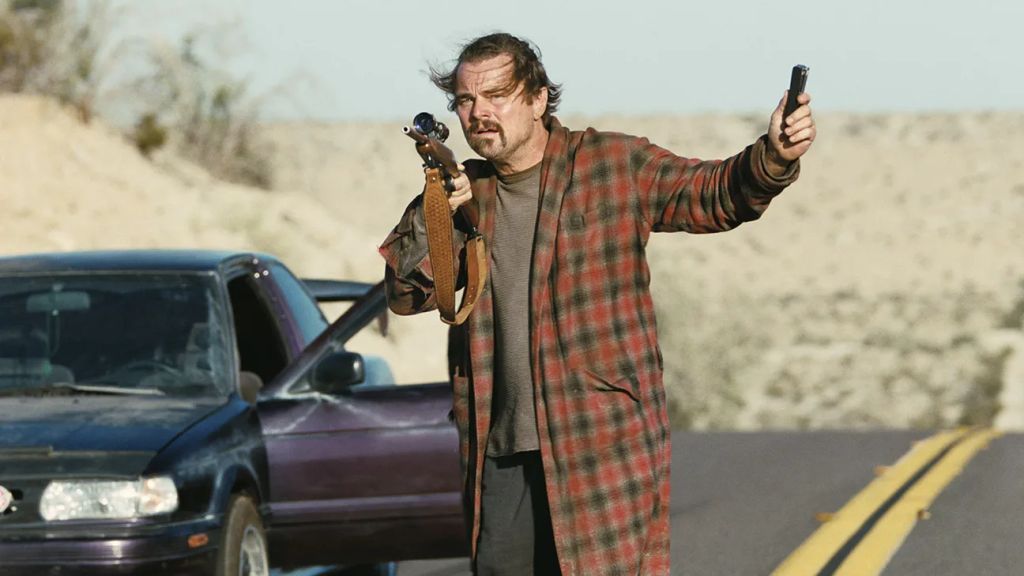 Leonardo DiCaprio in a still from One Battle after Another