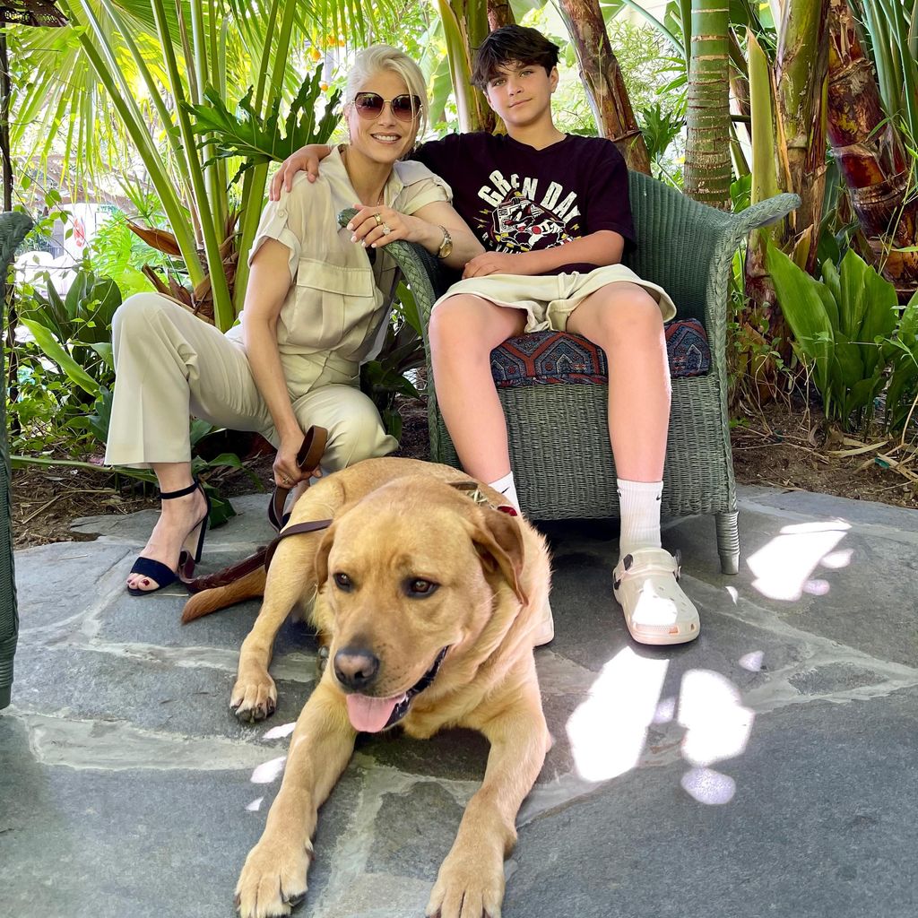 selma blair and her son arthur with their dog