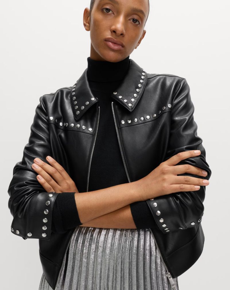 M&S Collection Faux Leather Studded Harrington Jacket