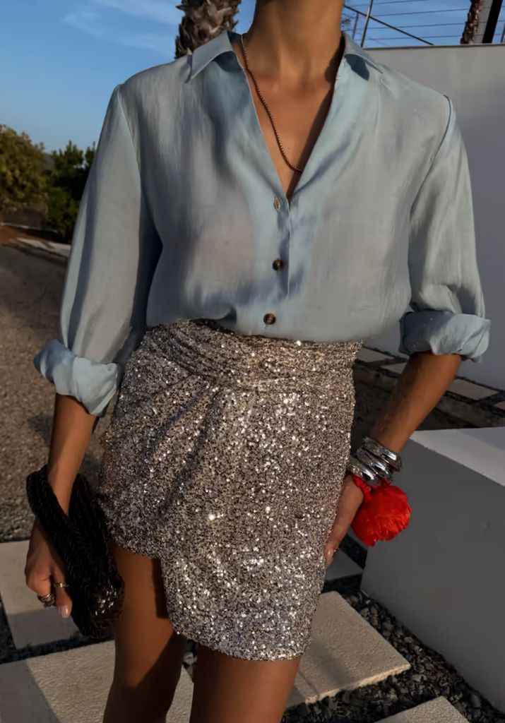 Never Fully Dressed Silver Sequin Mini Jaspre Skirt
