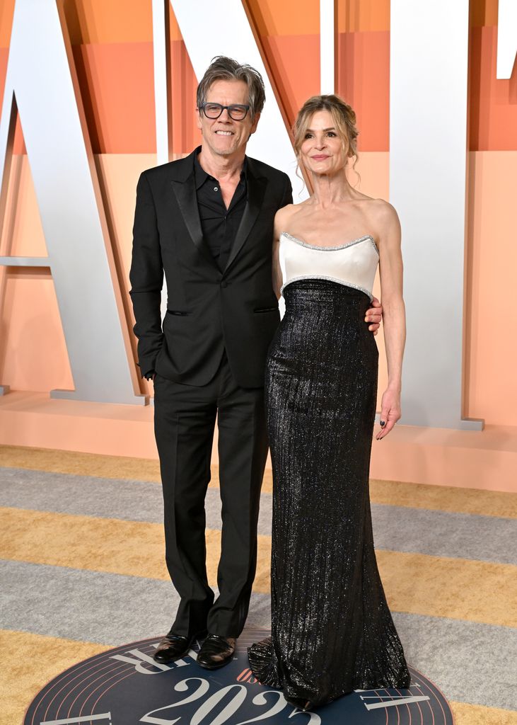 Kevin Bacon and Kyra Sedgwick attend the 2025 Vanity Fair Oscar Party Hosted By Radhika Jones at Wallis Annenberg Center for the Performing Arts on March 02, 2025 in Beverly Hills, California
