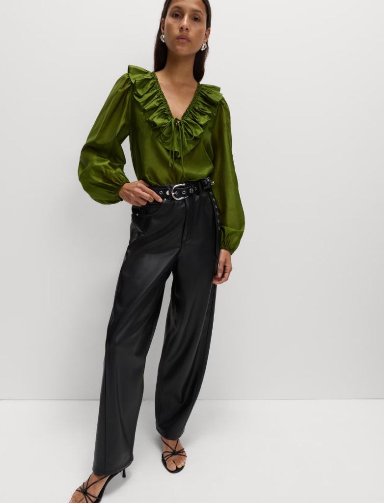 M&S Collection Leather Look Carrot Leg Trousers
