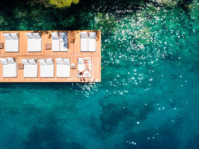 Hillside Beach Club pontoon sunbathing