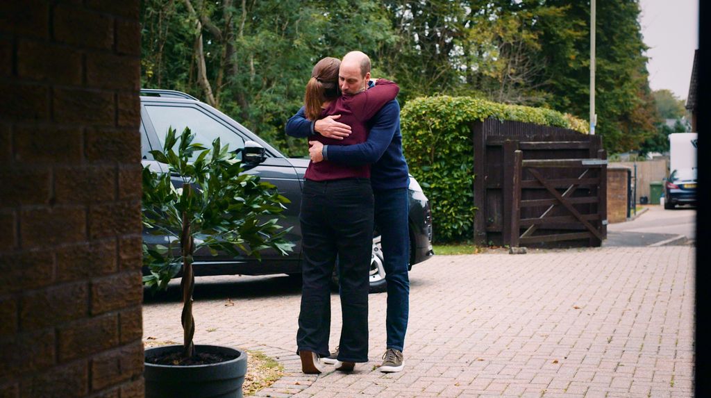 Prince William hugging Rhian Mannings