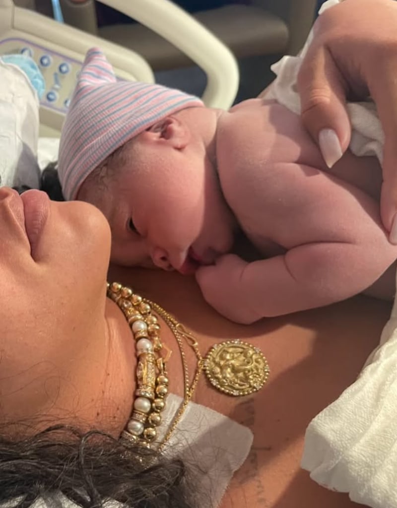 Photo shared by Rihanna on Instagram in honor of International Women's Day 2025 of herself in the hospital shortly after giving birth to son RZA