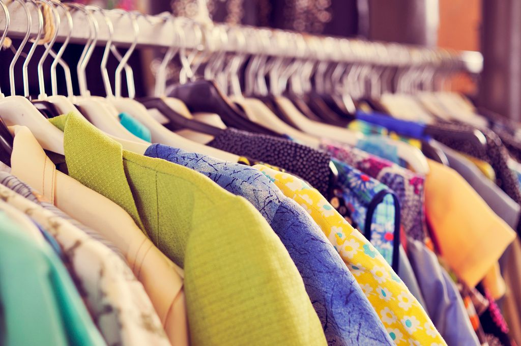 clothes hanging on a rack 
