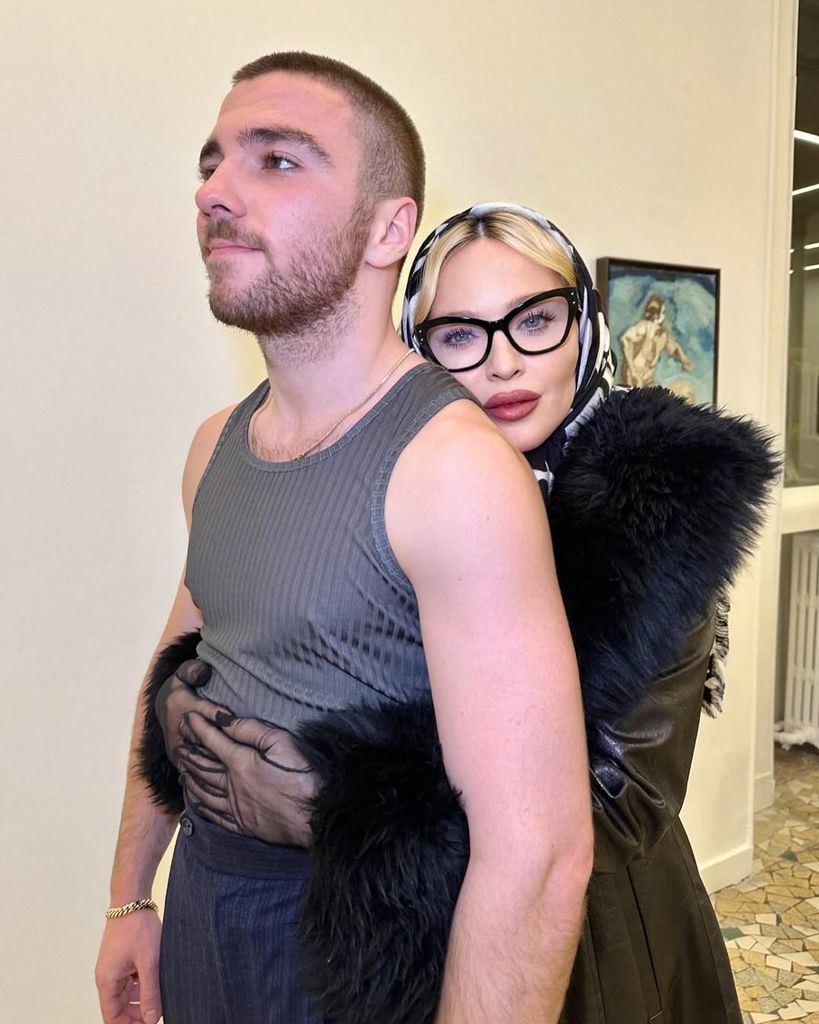 Madonna hugs her son Rocco Ritchie while visiting his art gallery, shared on Instagram