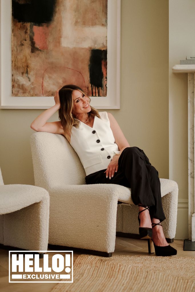 Rachel Stevens wears Karen Millen The Founder Waistcoat; Zara Linen Blend Cargo Trousers; Zara Platform Shoes; Pilgrim Recycled Hoops
