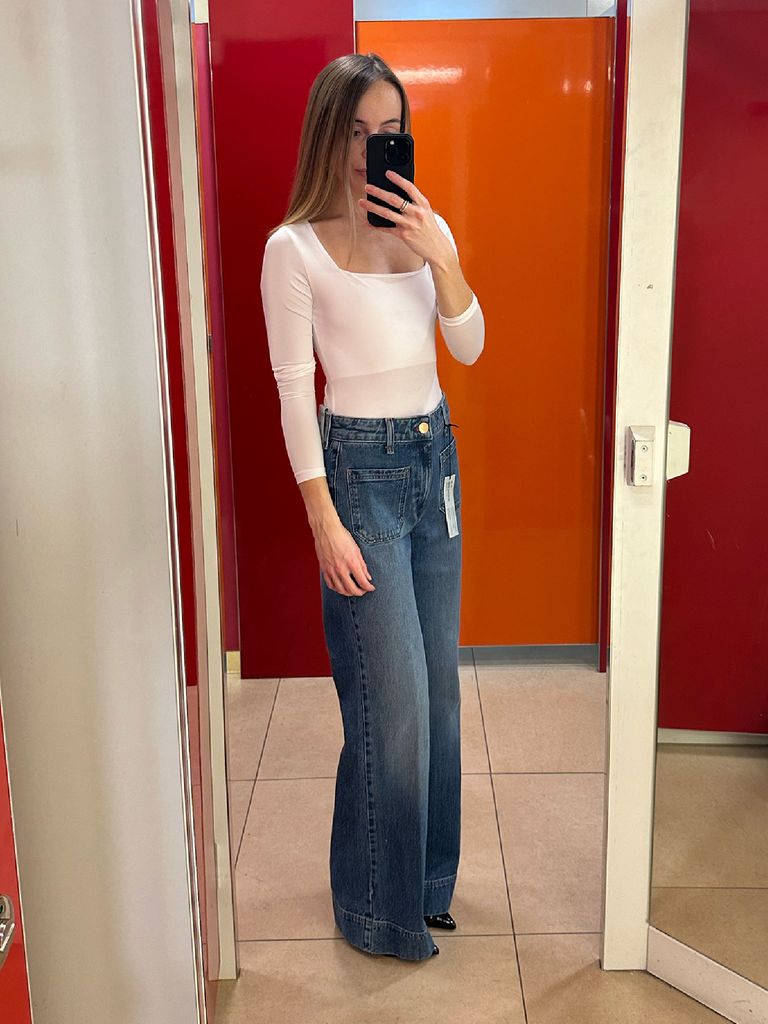 victoria beckham 70s style patch pocket wide leg dupe at river island