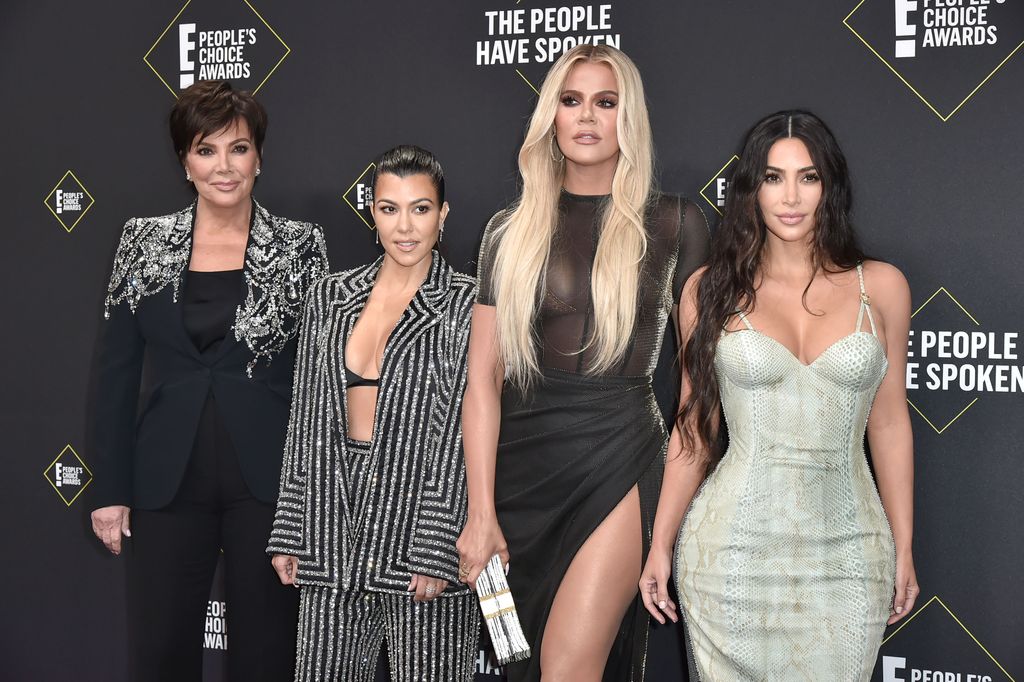 Kris Jenner, Kourtney Kardashian, Khloe Kardashian and Kim Kardashian attend 2019 E! People's Choice Awards - Arrivals at The Barker Hanger on November 10, 2019 in Santa Monica, California