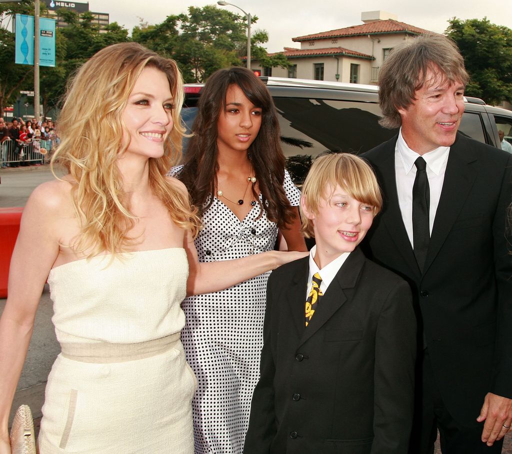 Actress Michelle Pfeiffer, daughter Claudia Rose, son John Henry, and husband writer/producer David E. Kelley arrive to the Los Angeles premiere of New Line Cinema's "Hairspray" held at Mann Village Theatre on July 10, 2007