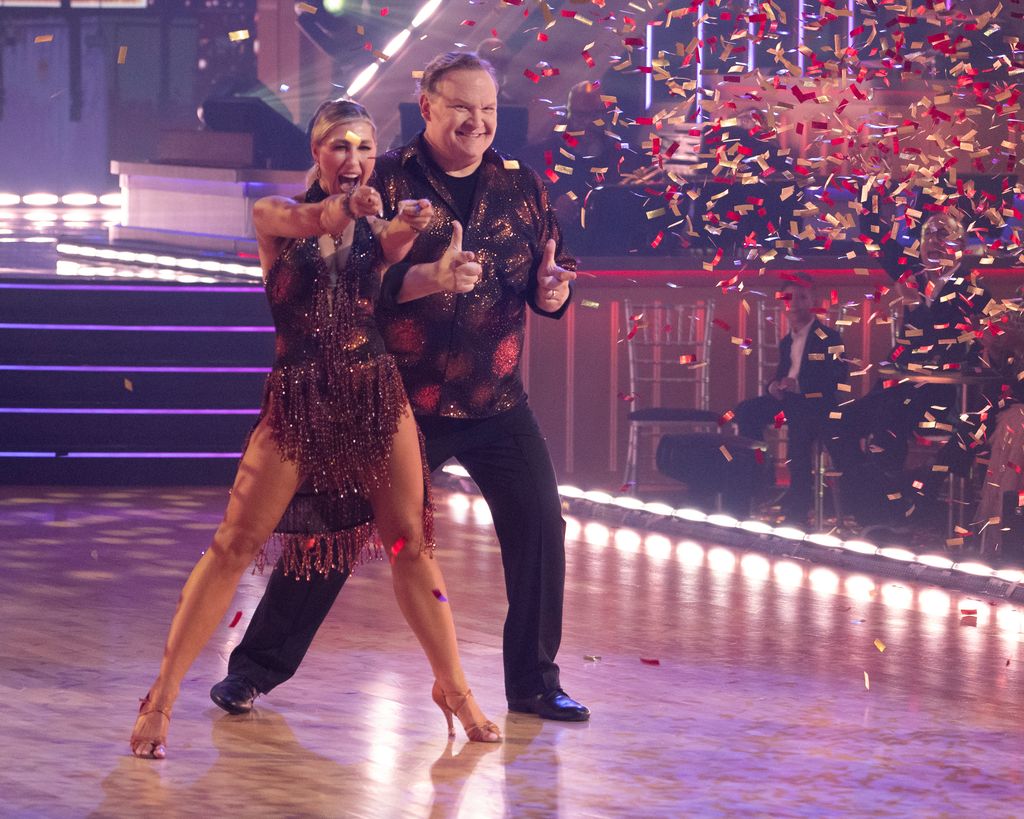 Comedian Andy Richter and pro Emma Slater 