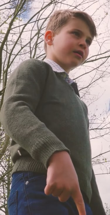 Louis was seen jumping off logs in the woodland in Norfolk