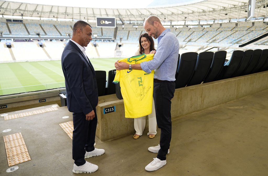 Prince William received a signed football shirt from former player Cafu