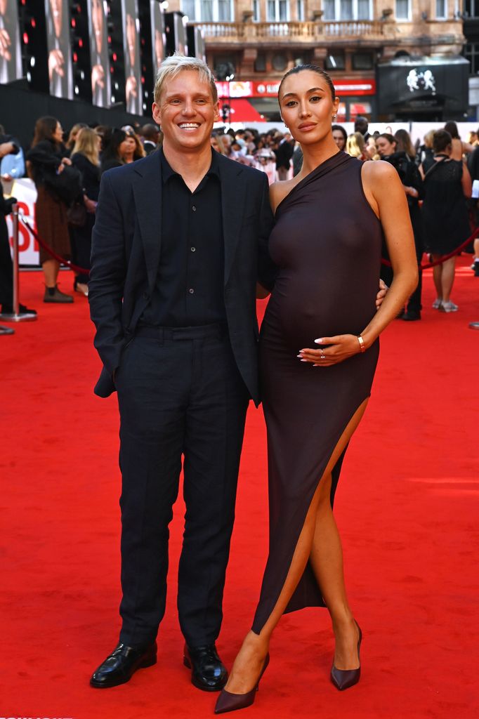 LONDON, ENGLAND - AUGUST 28: Jamie Laing and Sophie Habboo attend the UK Premiere of "The Roses" at Odeon Luxe Leicester Square on August 28, 2025 in London, England. (Photo by Dave Benett/WireImage)