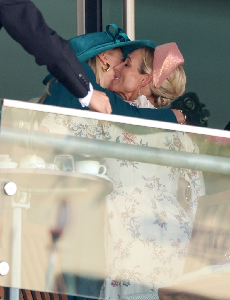Lady Gabriella Kingston and Zara Tindall hug