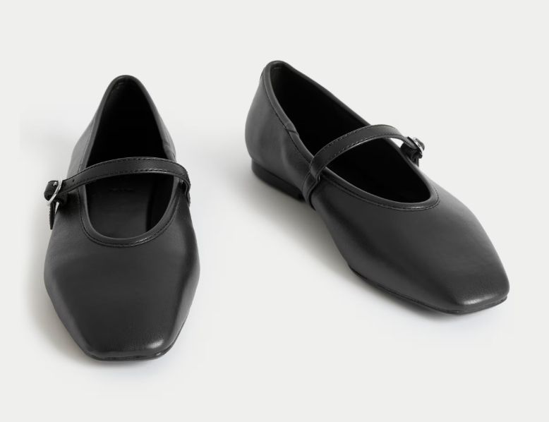 M&S Wide Fit Strappy Flat Ballet Pumps