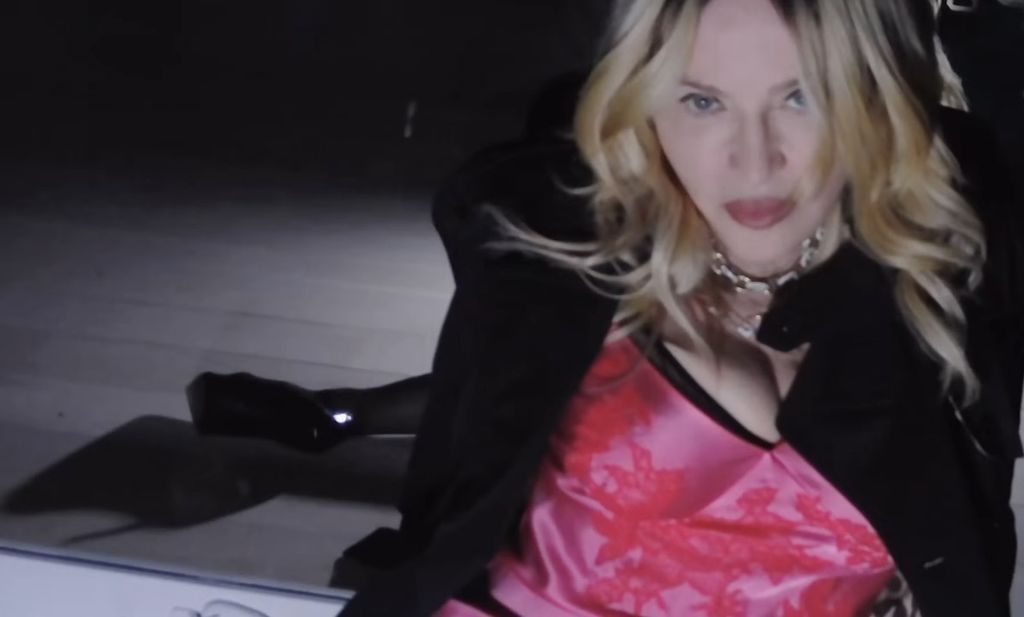 madonna on the floor in pink slip dress