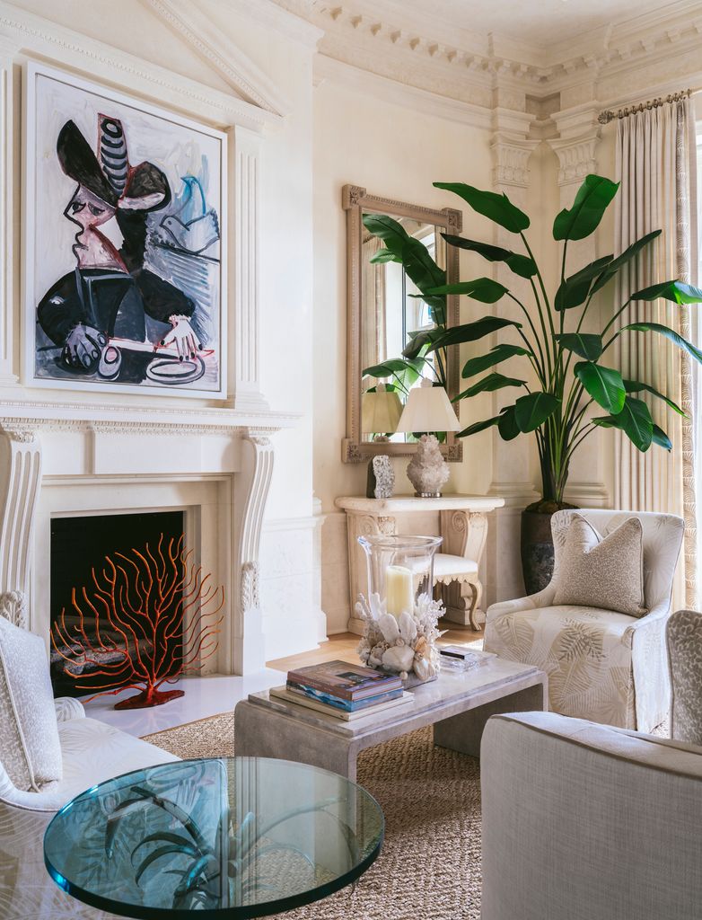 A Picasso painting in a living room in the Palm Beach mansion