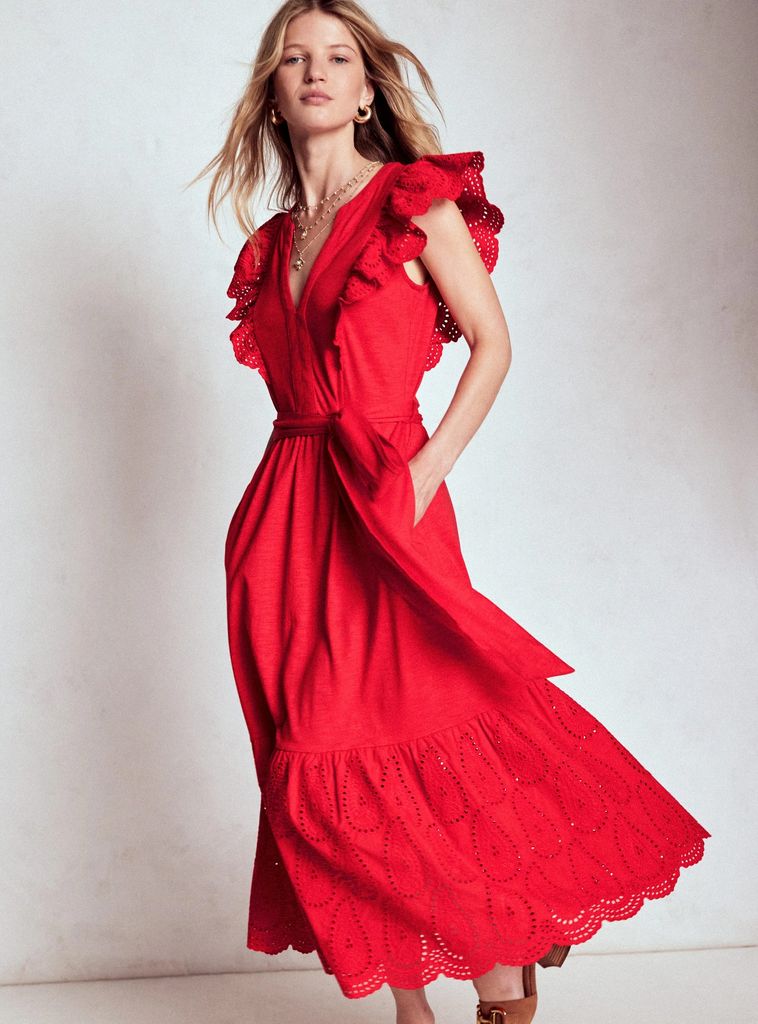 Boden Ruffle Detail Tier Midi Dress