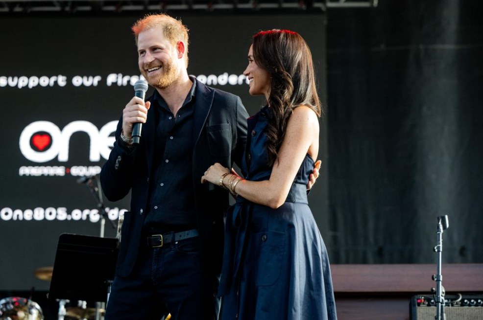(L-R) Prince Harry, Duke of Sussex, and Meghan Markle, Duchess of Sussex attend the One805LIVE! 2025 concert 
