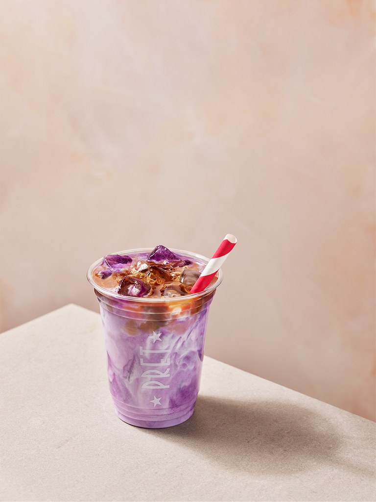 pret's purple iced latte