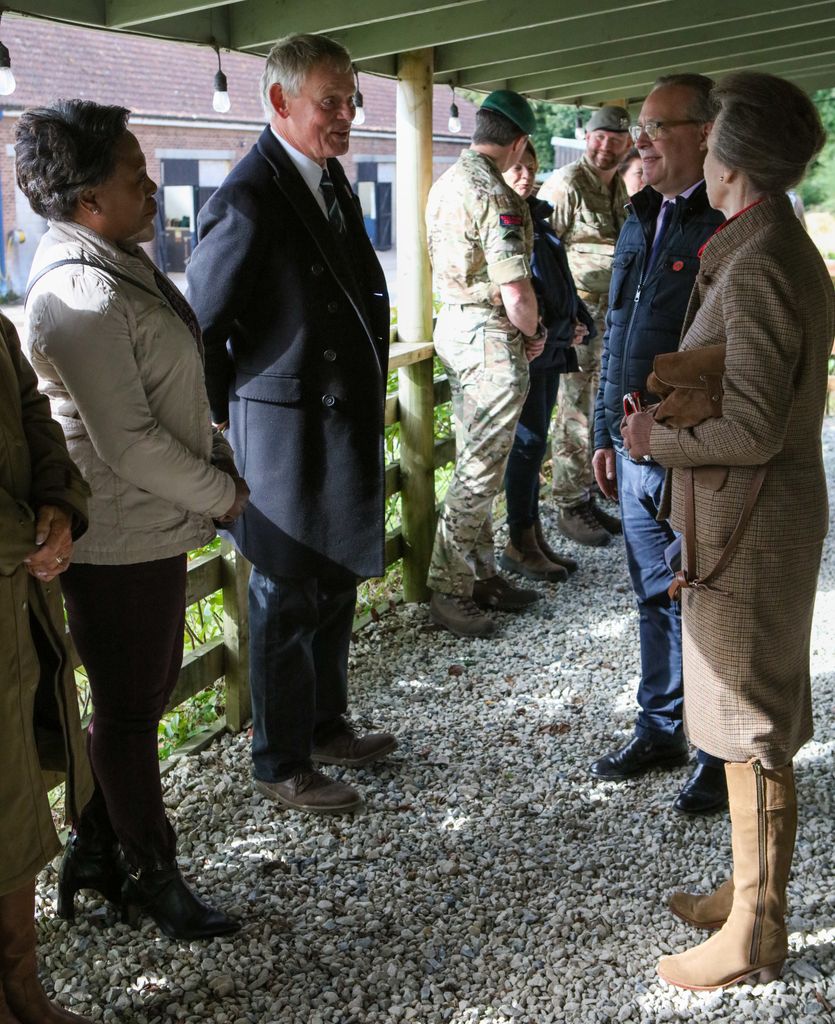 Princess Anne speaking to Martin Clunes