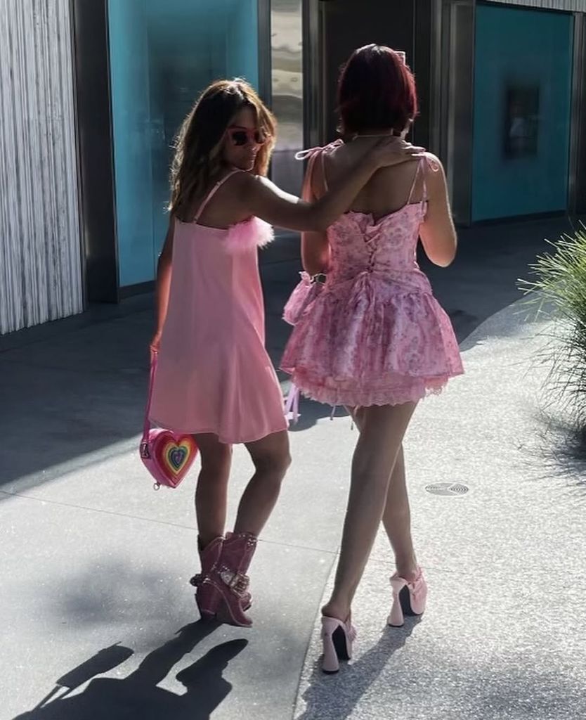 Halle Berry (L) walks alongside her teen daughter Nahla