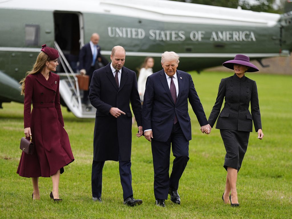 US President Donald Trump and First Lady Melania Trump are greeted by Prince William and Kate