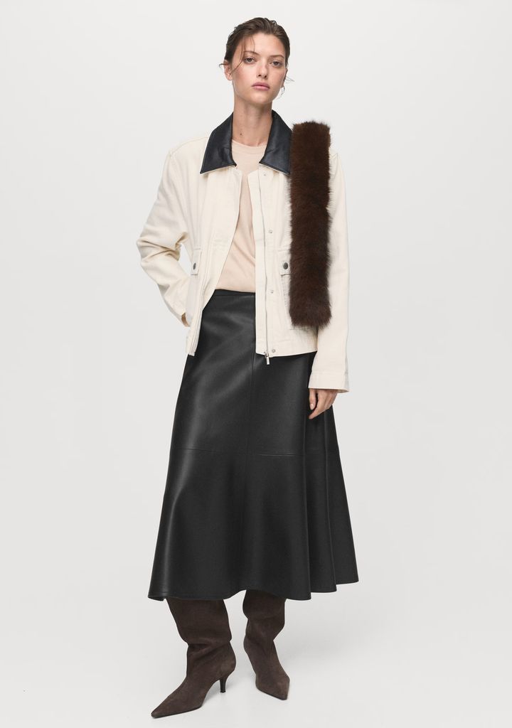 Mango leather look midi skirt
