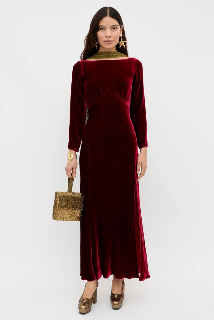 Rixo velvet red dress