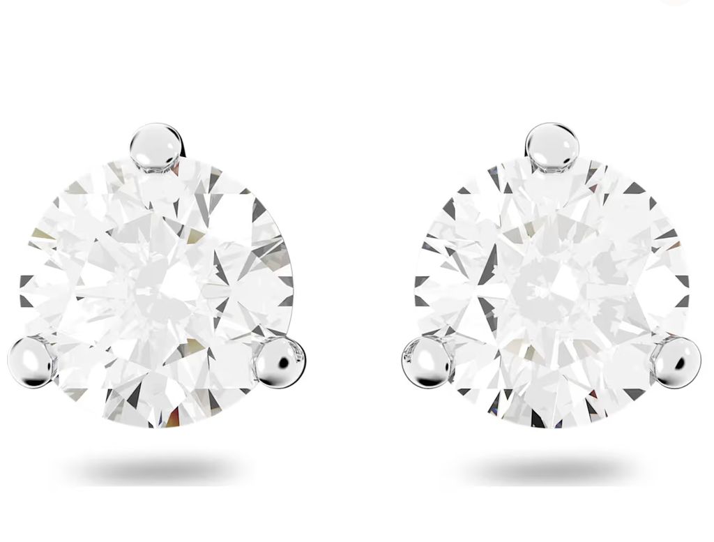 Swarovski Stilla stud earrings Round cut, White, Rhodium plated