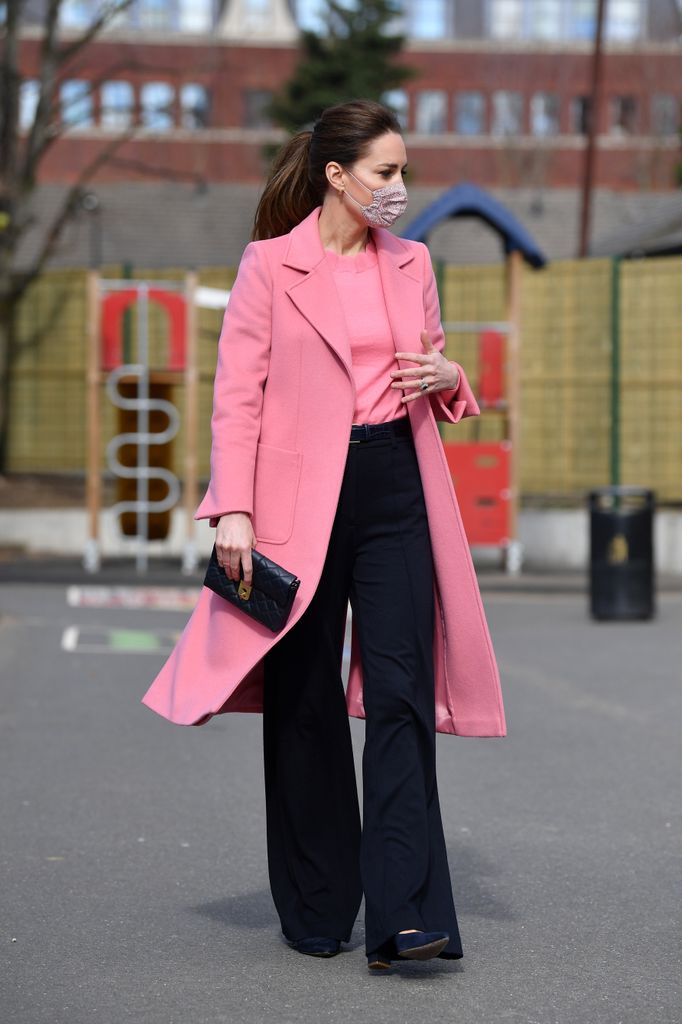 Kate wore the original jumper during a school visit in 2021.