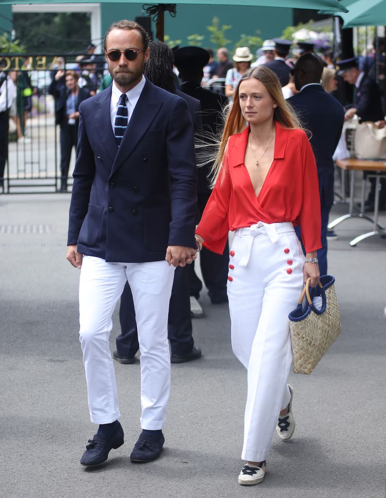 James Middleton and Alizee Thevenet walking into Wimbledon 