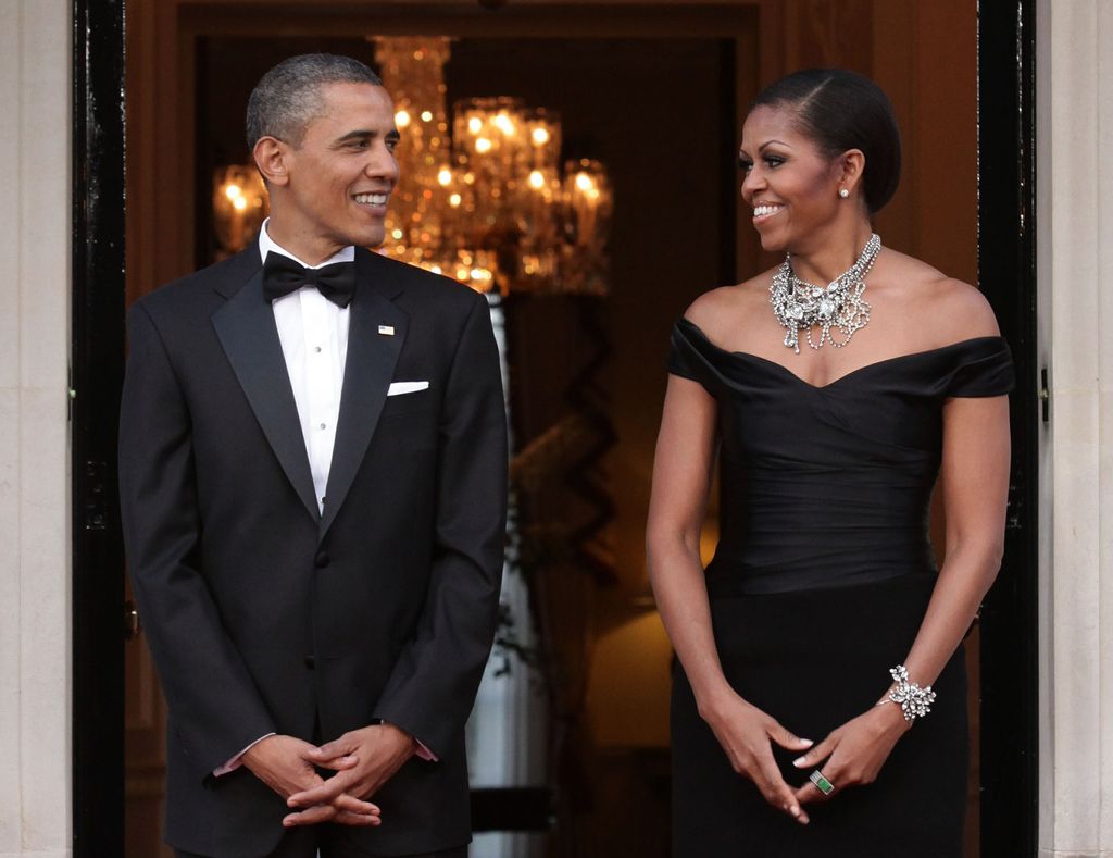 U.S. President Barack Obama and First Lady Michelle Obama arrive at Winfield House, the residence of the Ambassador of the United States of America, in Regent's Park, on May 25, 2011 in London, England. The 44th President of the United States, Barack Obama, and First Lady Michelle are in the UK for a two day State Visit at the invitation of HM Queen Elizabeth II. Last night they attended a state banquet at Buckingham Palace and today's events include talks at Downing Street and the President will address both houses of Parliament at Westminster Hall