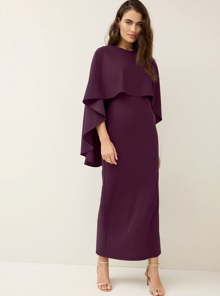 Next Burgundy Red Cape Maxi Dress