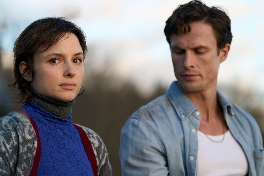 young woman and man, close-up outdoors