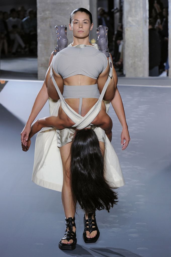 A model walks the runway at the Rick Owens Spring Summer 2016 fashion show during Paris Fashion Week 