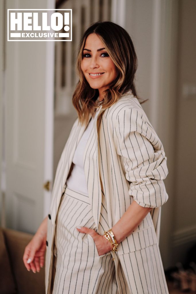 Rachel Stevens s club wears Jigsaw Italian Pinstripe Trousers; Jigsaw Italian Pinstripe Jacket; Pilgrim Recycled Braclet