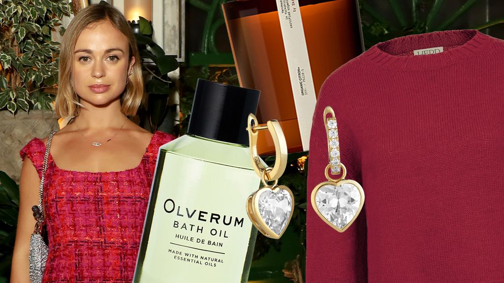 Collage of Amelia Windsor with eco friendly gifts 
