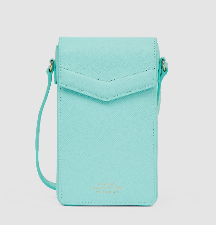 Smythson Envelope Phone Case Crossbody in Panama