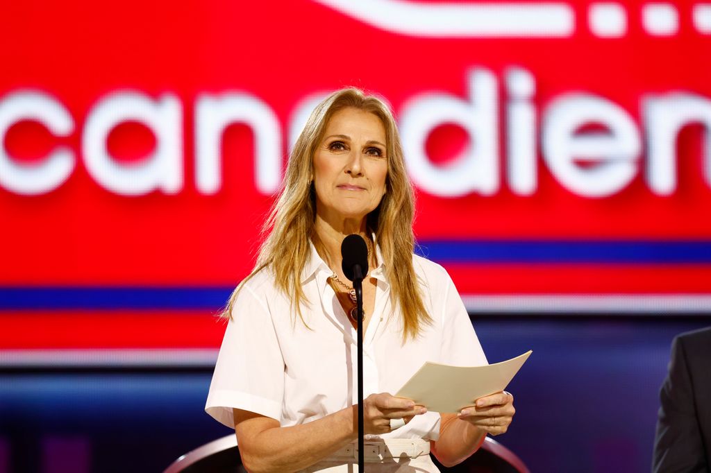 Canadian singer Celine Dion announces the Montreal Canadians first round pick during the Upper Deck NHL Draft on June 28, 2024 at the Sphere in Las Vegas, Nevada.