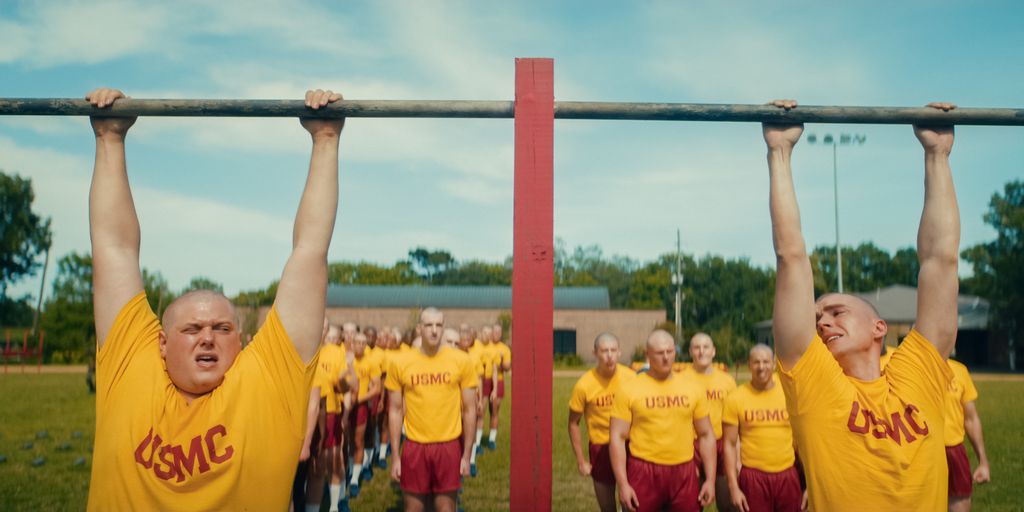 Blake Burt as John Bowman and Miles Heizer as Cameron Cope while training in Boots